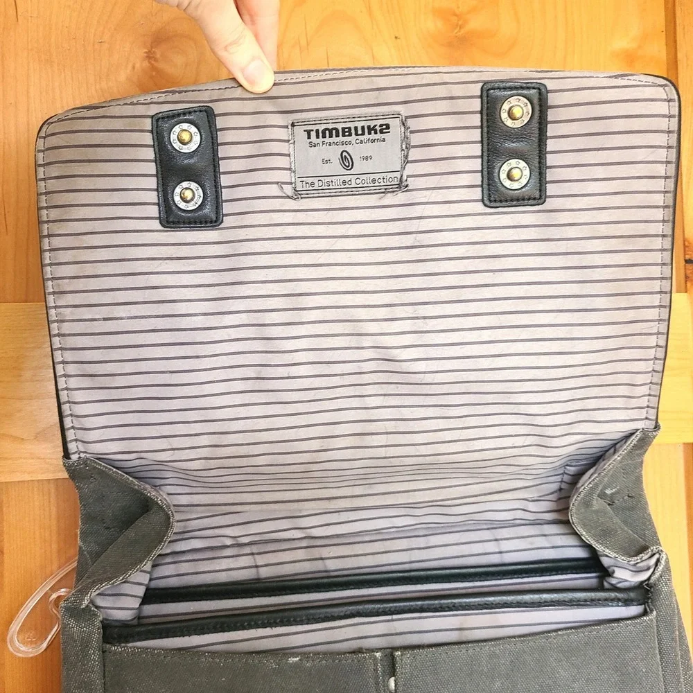 Timbuk2 Gray Canvas Distressed Laptop Bag Backpack Grunge Utility Travel Commute